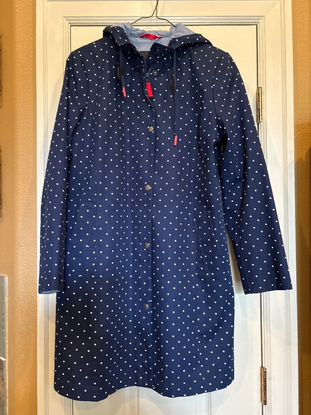 Talbots Navy and White Polka Dot Coat Size 8 Worn Once or Twice